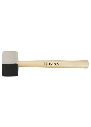 Topex киянка гумова, 450г, 58мм, рукоятка дерев'яна, чорно-білий