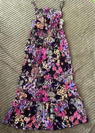 Длинное макси платье сарафан в цветы
