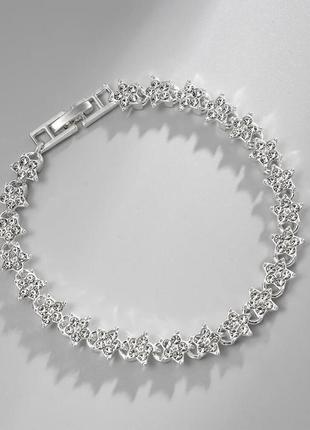 Тренд жіночий сріблястий сяючий браслет на руку кристали