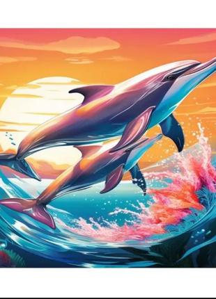 Картина по номерам 20*30 без рамки дельфины 🐬