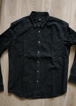 Джинсовая рубашка diesel чёрная размер l (48-50), состояние хорошее