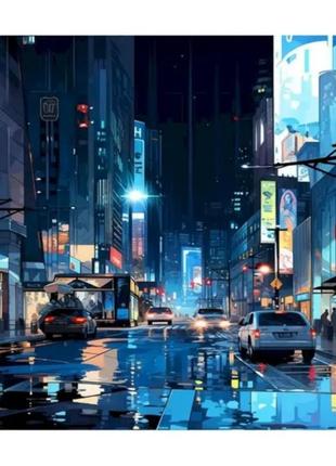 Картина по номерам на холсте без рамки 20*30 см а4 ночной город