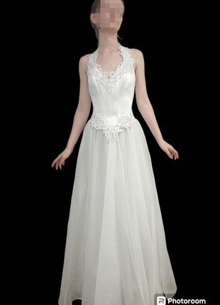 Весільна сукня (плаття), білого кольору, відкрита спина, корсет, розмір від xxs до м