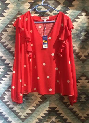 Блуза женская красная в горох popsugar