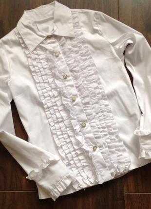 Детская белая рубашка блузка школьная для девочки блуза размер 134 см