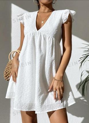 Платье белое из прошвы shein размер м