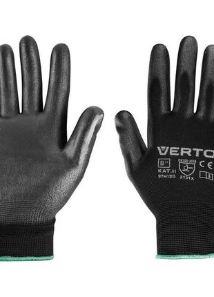 Verto рукавички робочі, поліуретанове покриття, р.8, чорний