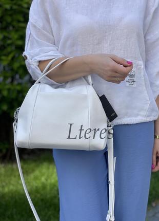 Кожаная небольшая белая женская сумка, цвета в ассортименте