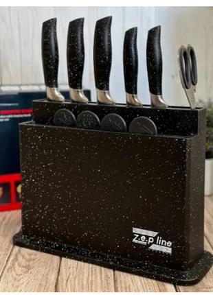 Набор ножей на подставке + дощечки zepline zp-0432 фото