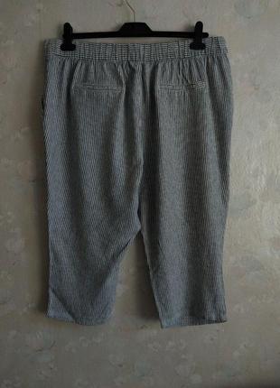 Жіночі напівлляні довгі шорти  bonmarche uk20 xxxl 54р., льон з віскозою, в смужку, бріджі2 фото