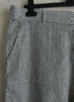 Жіночі напівлляні довгі шорти  bonmarche uk20 xxxl 54р., льон з віскозою, в смужку, бріджі3 фото