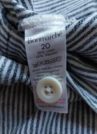 Жіночі напівлляні довгі шорти  bonmarche uk20 xxxl 54р., льон з віскозою, в смужку, бріджі7 фото