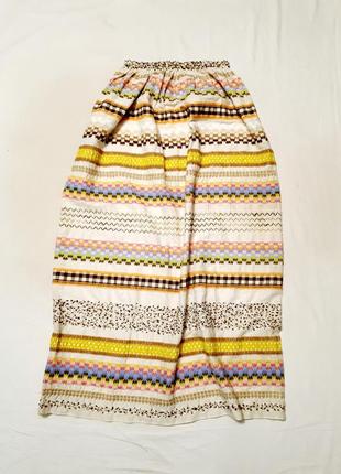 Длинная юбка в пол с вышивкой в этно стиле на резинке ручная работа р s m l