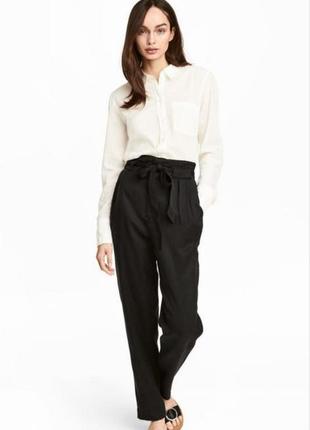 Жіночі напівлляні штани hm uk12 46р., льон з віскозою, чорні