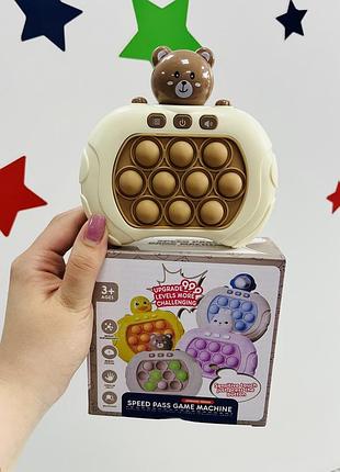 Поп ит электронная игрушка антистресс pop it speed pass game machine мишка 2