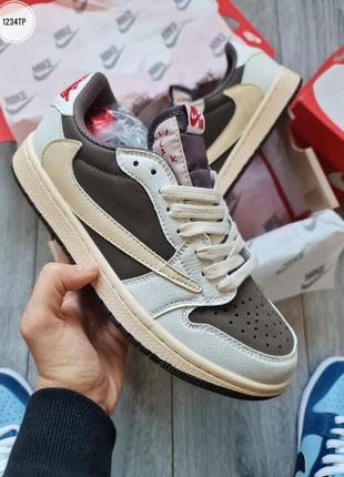 Кроссовки nike air retro jordan 1 low travis scott sail and ridgerock