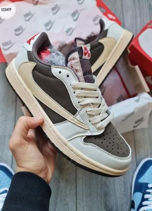 Кроссовки nike air jordan 1 low travis scott sail and ridgerock