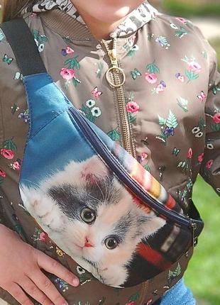 Сумка бананка bumbag милый котенок