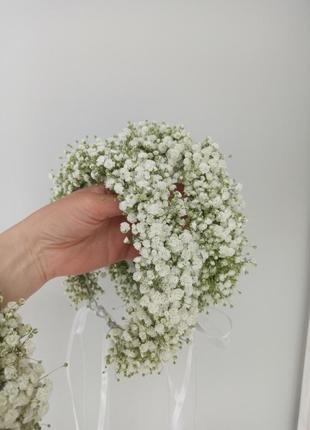 Віночок з живих квітів віночки з гіпсофіли на перше причастя хрещення весілля