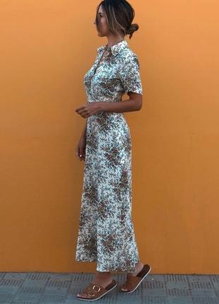 Фаворит блоггеров - длинное вискозное платье сукня zara цветочный принт розы новое
