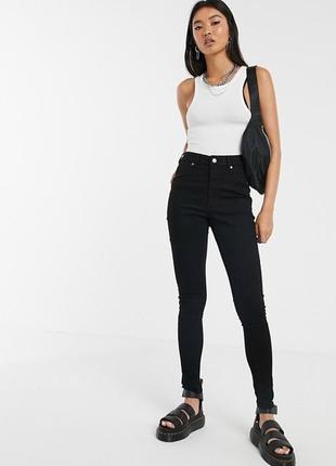 Брендовые черные джинсы скинни с высокой талией h&m, 12 pазмер.