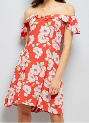 Плаття жіноче червоне квітковий принт міні