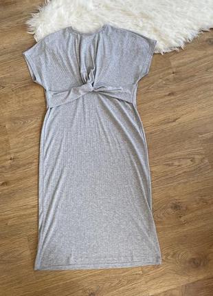 Трикотажное платье в рубчик серое george размер 18