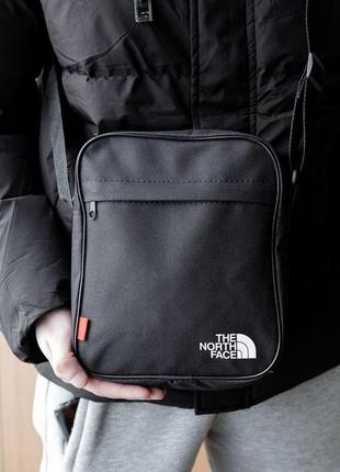 Барсетка the north face мужская через плечо, спортивная тканевая брендовая сумка nft  черная