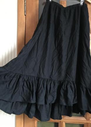 Новая натуральная ( лён, вискоза) юбка с карманами id woman 62-66 (см замеры)