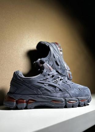 Крутезные кроссовки asics gel kayano trainer 21 navy suede grey red