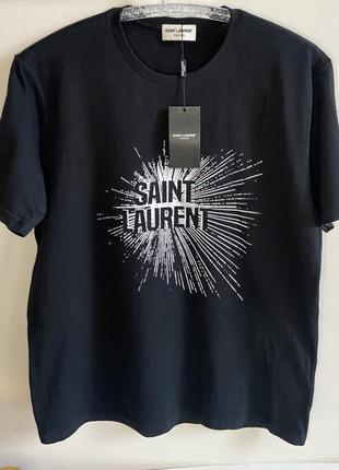 Стильна футболка чорного кольору saint laurent сан лоран🤩