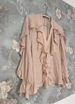 Персиковая блуза с рюшами шифон