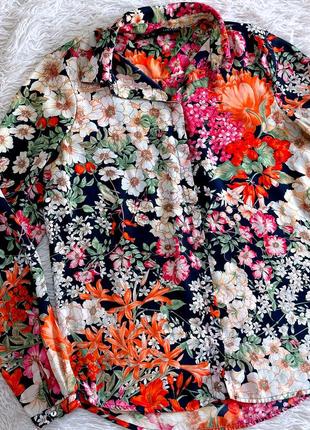 Трендовая шифоновая рубашка zara цветочный принт