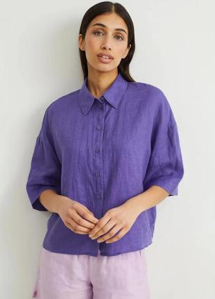Фиолетовая кэжуал рубашка однотонная c&a