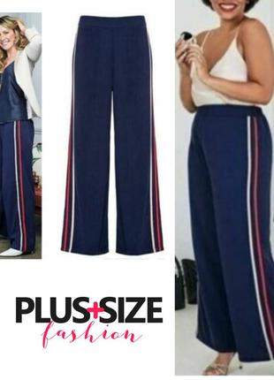 Легкі широкі брюки на резинці висока посадка штани палаццо з ломпасами