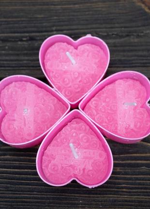 Свечи плавающие сердце (уп. 4шт) розовые