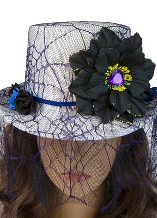 Шляпа стимпанк викторианская готика белая с фиолетовым 11461