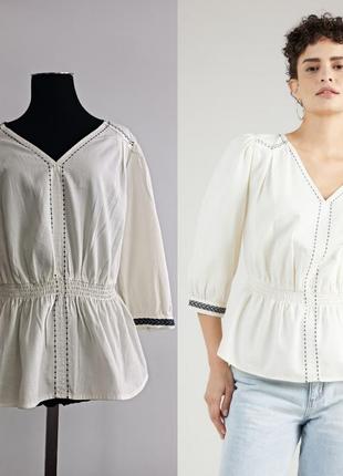 Блуза с вышивкой цвета айвори marks &spencer, 16/l