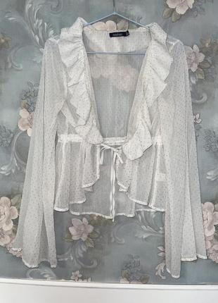 Блуза с рюшами с завязками и кулиской на талии