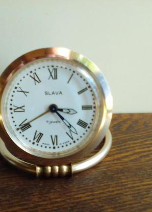 Настільний годинник будильник «slava», 2 мчз, ссер, 80-ті роки.