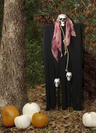 Декор для хэллоуина призрачный череп (95см) черный с пеплом розы 10083