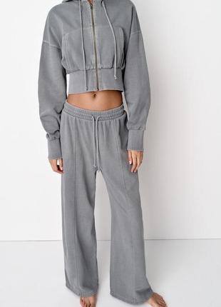 Широкі плюшеві спортивні штани палаццо soft zara