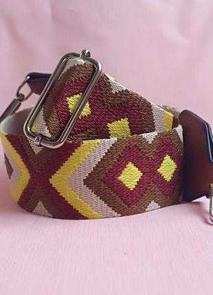 Ремінь на сумку широкий текстильний із вишивкою.