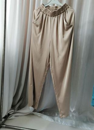 Широкі довгі шовкові штани палаццо з кишенями висока посадка  якість на висоті талія   прошита гумка