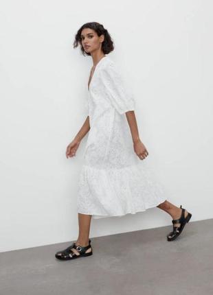 Zara новое платье оверсайз белое платье с прошним платье с вышивкой