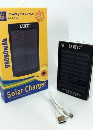 Умб power bank solar 90000 mah мобільне зарядне з сонячною панеллю та лампою, power bank charger бат