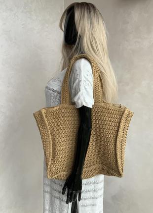Плетеная вязаная пляжная сумка