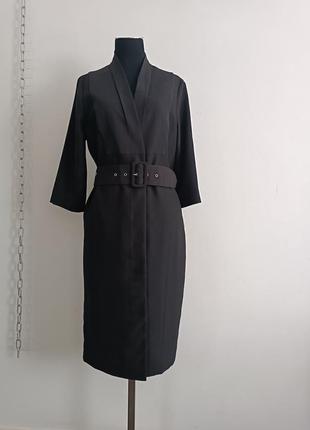 Платье на пуговицах с поясом чёрное строгое с деталями из шёлка хлопка cos 38,165/88 cm
