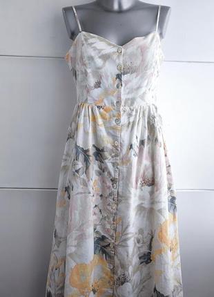 Сукня-сарафан із льоном h&m з принтом