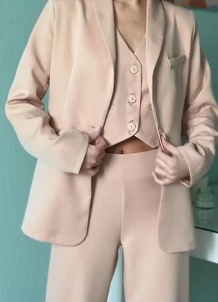 870 грн😍костюм тройка строгий женский костюм жилет брюки пиджак жакет брусника костюм9 фото